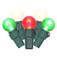 Vickerman 50 Light 16.3' Green Wire Red / Green / Warm White G15 Satin LED String with 4" Spacing