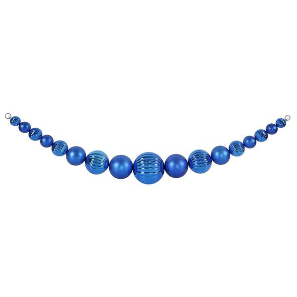 6' Blue Shiny Matte Ball Garland Ornament