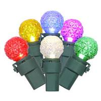 Vickerman 50 Light 16.3' Green Wire Multi-Color G15 Faceted LED String with 6' Spacing