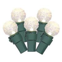 Vickerman 50 Light 16.3' Green Wire Warm White G15 Faceted LED String with 4" Spacing
