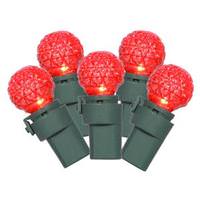 Vickerman 50 Light 16.3' Green Wire Red G15 Faceted LED String with 4" Spacing