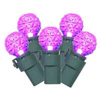 Vickerman 50 Light 16.3' Green Wire Purple G15 Faceted LED String with 4" Spacing