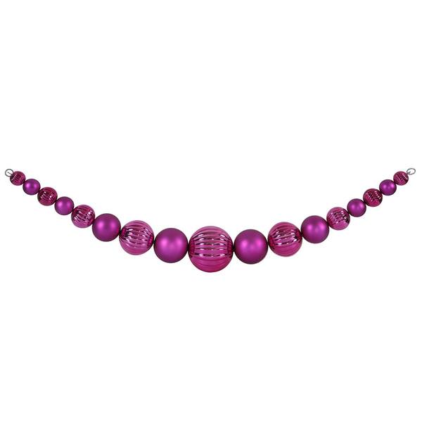 6' Magenta Shiny Matte Ball Garland Ornament