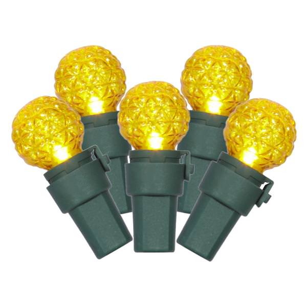 50 Light 16.3' Green Wire Yellow G15 Faceted LED String with 4" Spacing