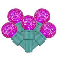 Vickerman 50 Light 16' Green Wire Pink Faceted G15 LED String with 4" Spacing