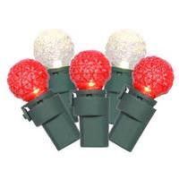 Vickerman 50 Light 16.3' Green Wire Red / Warm White G15 Faceted LED String with 4" Spacing