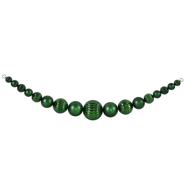 6' Emerald Shiny Matte Ball Garland Ornament
