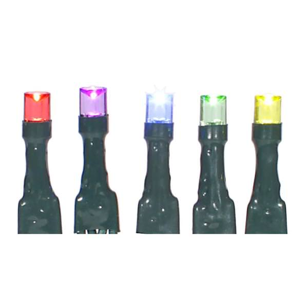 50 Light 12' Green Wire Solar Multi-Color Wide Angle LED String with 3" Spacing