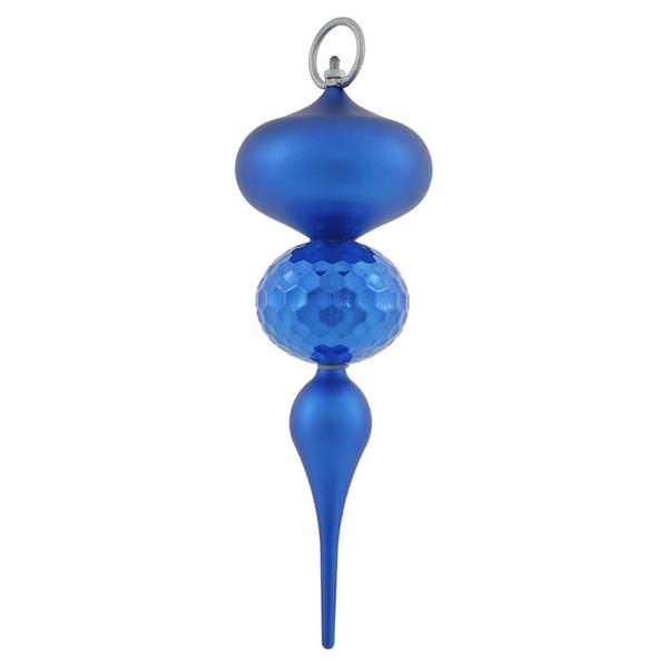 11" Blue Ball Finial Shiny Matte Finish Ornament