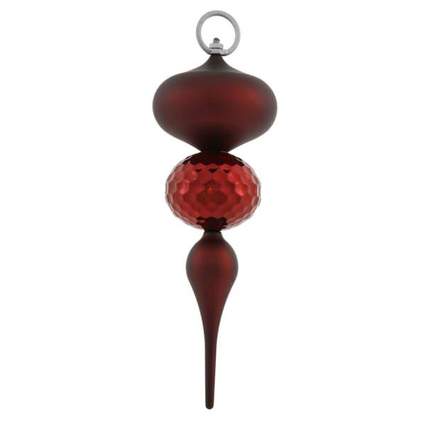 11" Burgundy Shiny Matte Ball Finial Ornament