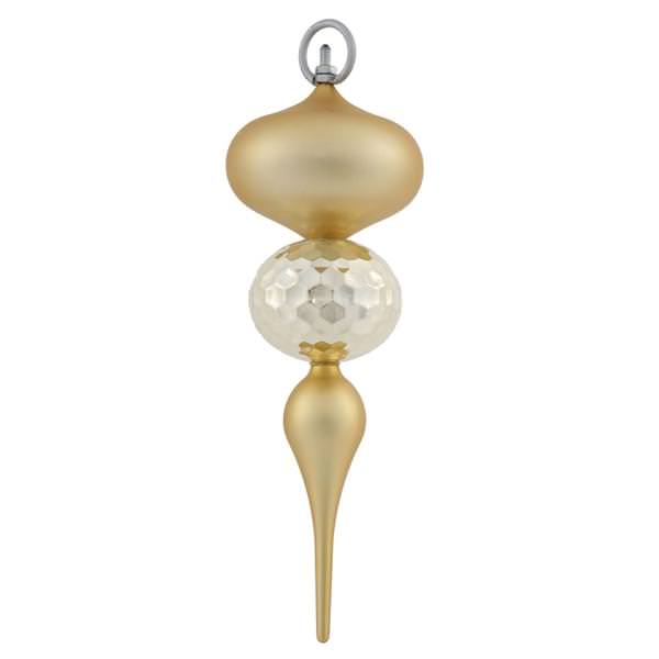 11" Gold Shiny Matte Ball Finial Ornament