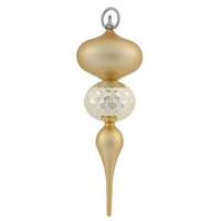 Vickerman 11" Gold Shiny Matte Ball Finial Ornament
