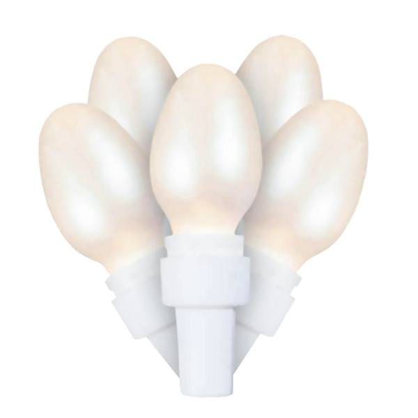 50 Light 16' White Wire Warm White Satin C5 LED String with 4" Spacing