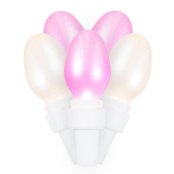 50 Light 16' White Wire Pink / Warm White Satin C5 LED String with 4" Spacing