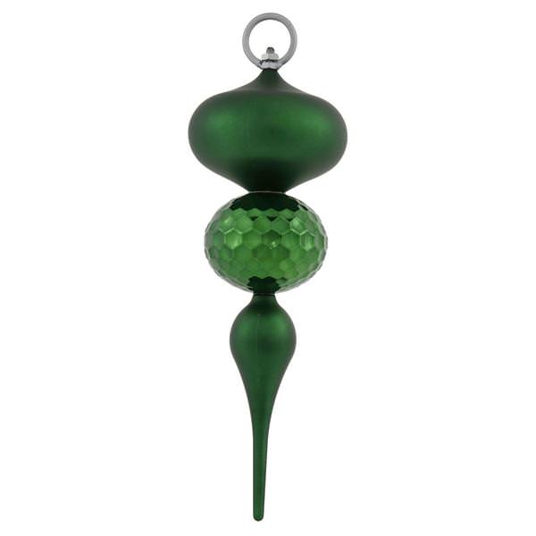 11" Emerald Shiny Matte Ball Finial Ornament