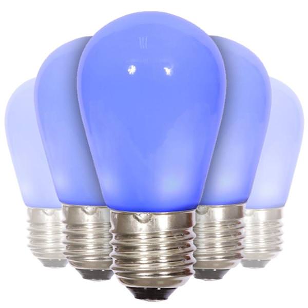 1.3 watt 130 volt S14 Medium Screw Base Blue Ceramic LED (5 Pack)