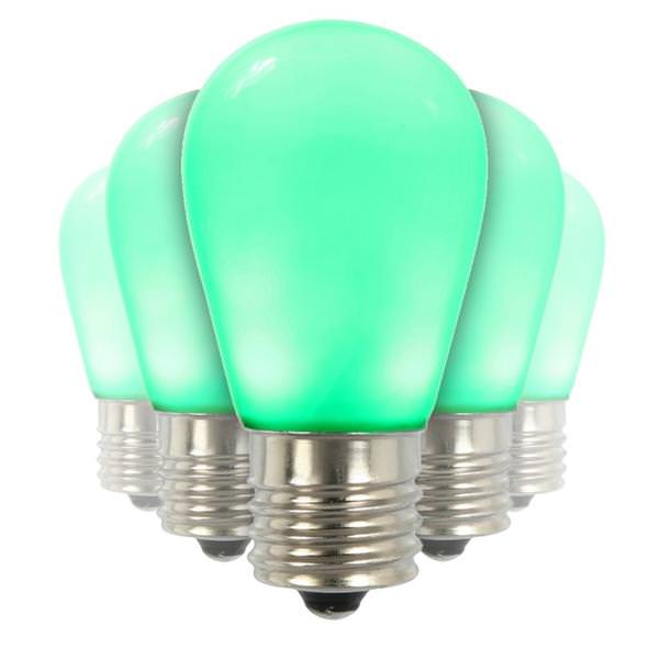1.3 watt 130 volt S14 Medium Screw Base Green Ceramic LED (5 Pack)