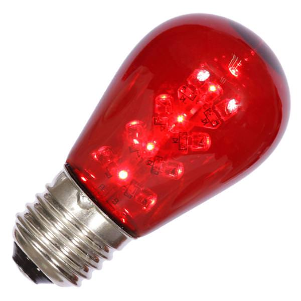 S14 Medium Screw Base Red Transparent LED