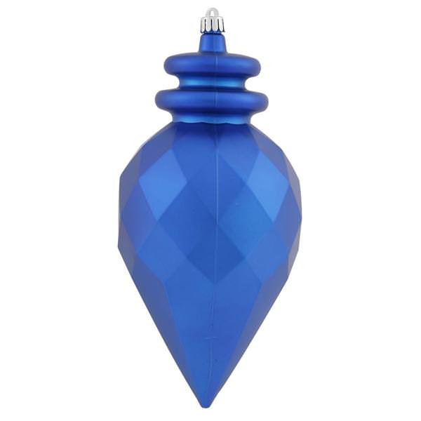 9.5" Blue Shiny Matte Faceted Finial Ornament
