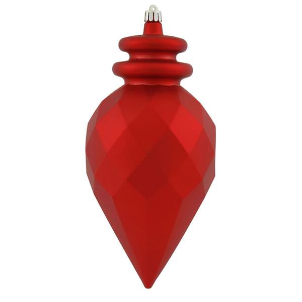 9.5" Red Shiny Matte Faceted Finial Ornament