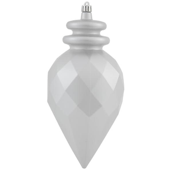 9.5" Silver Shiny Matte Faceted Finial Ornament