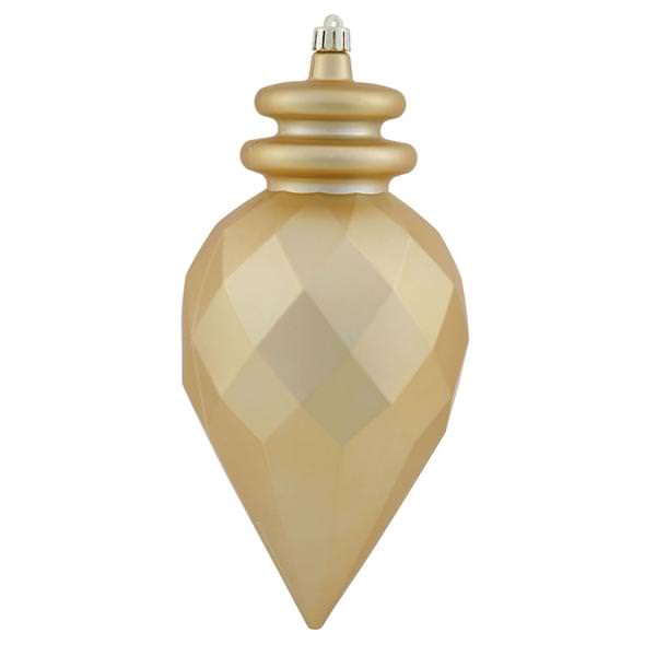 9.5" Gold Shiny Matte Faceted Finial Ornament