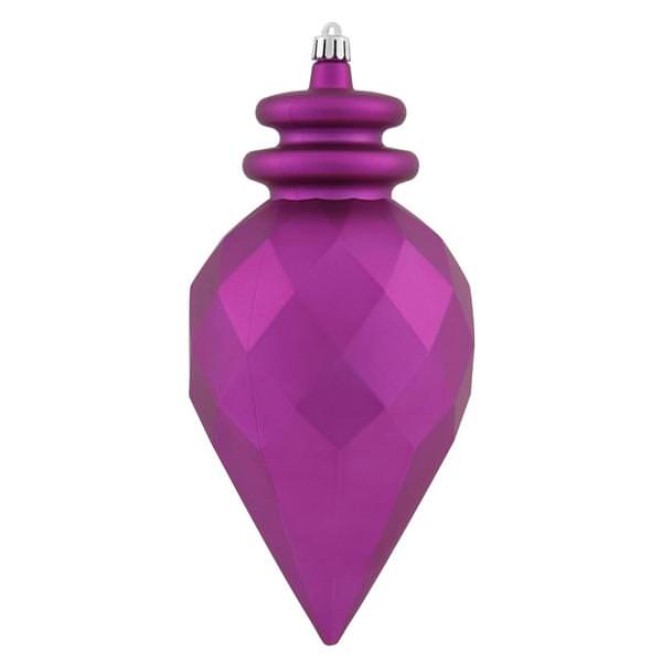 9.5" Magenta Shiny Matte Faceted Finial Ornament (set of 2)