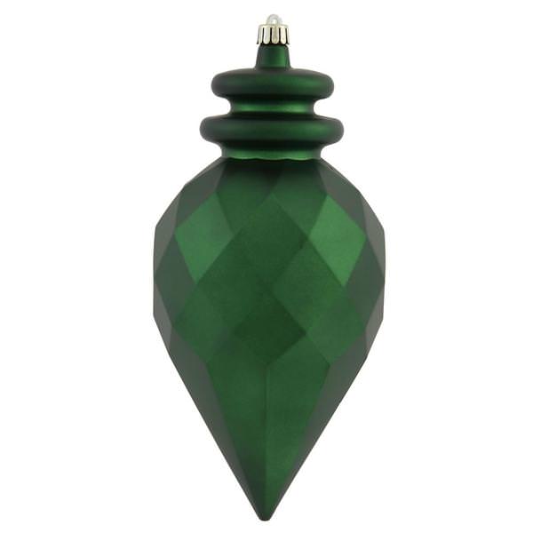 9.5" Emerald Shiny Matte Faceted Finial Ornament