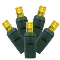 View 50 Light 25' Green Wire Yellow Wide Angle LED Lights with 6" Spacing