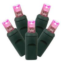 View 50 Light 25' Green Wire Pink LED Wide Angle Miniature String with 6" Spacing
