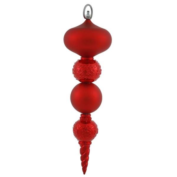 13" Red Shiny Matte Ball Finial Ornament