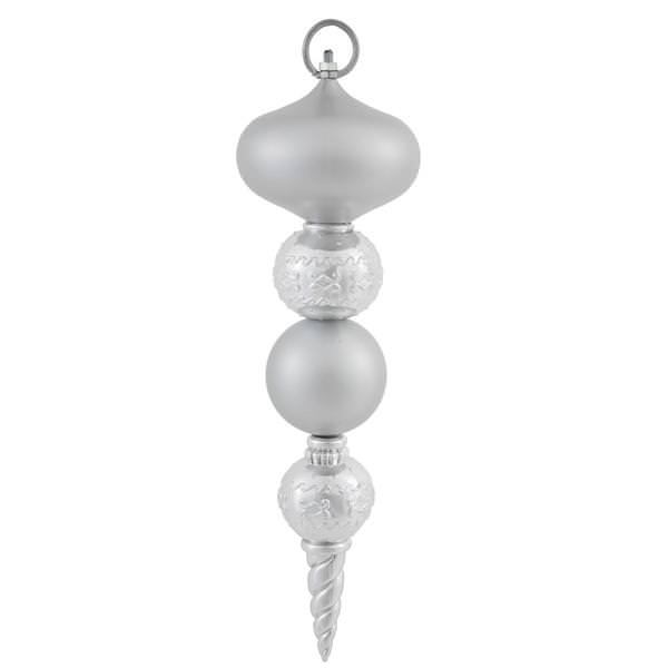 13" Silver Shiny Matte Ball Finial Ornament