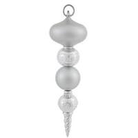 Vickerman 13" Silver Shiny Matte Ball Finial Ornament