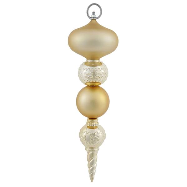 13" Gold Shiny Matte Ball Finial Ornament