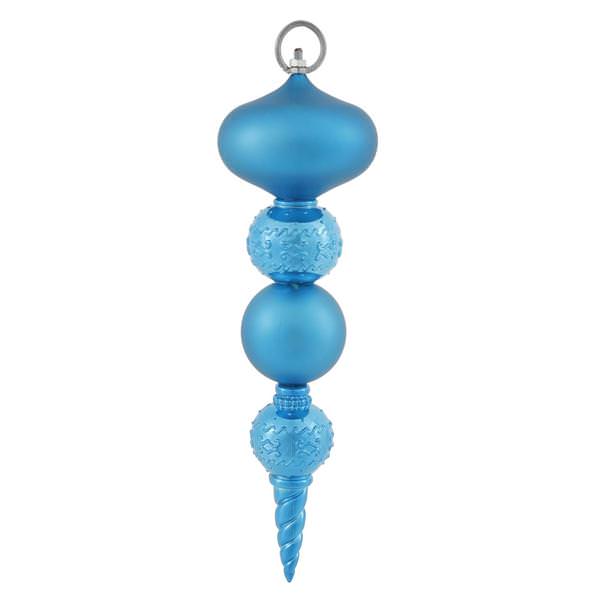 13" Turquoise Shiny Matte Ball Finial Ornament