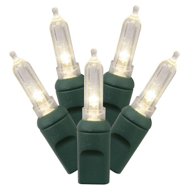 50 Light 25' Green Wire Warm White Italian LED Miniature String with 6" Spacing