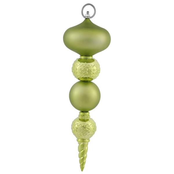 13" Lime Shiny Matte Ball Finial Ornament