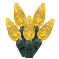 View 50 Light 25' Green Wire Yellow C6 LED String with 6" Spacing