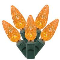 View 50 Light 25' Green Wire Orange C6 LED String with 6" Spacing