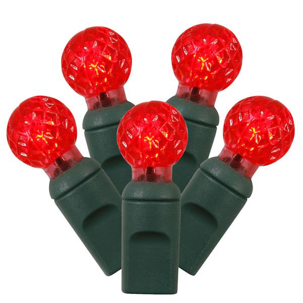 50 Light 25' Green Wire Red G12 Berry LED String with 6" Spacing