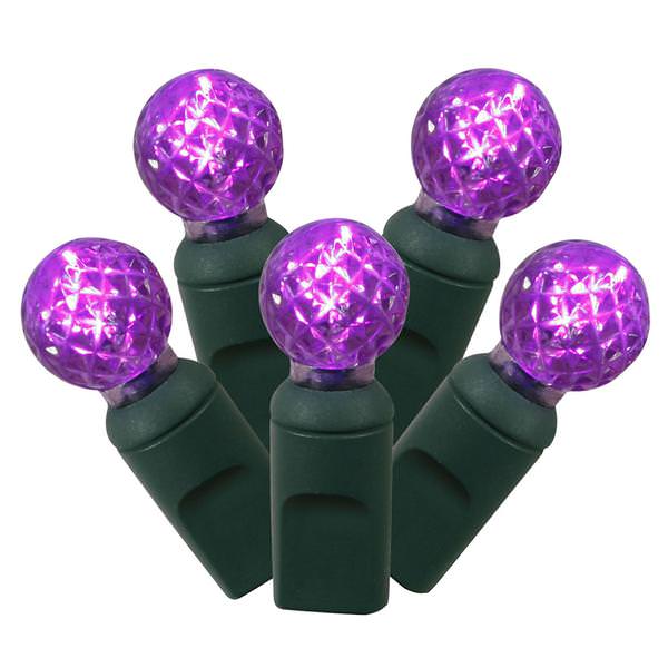 50 Light 25' Green Wire Purple G12 Berry LED String with 6" Spacing