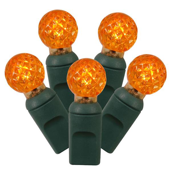50 Light 25' Green Wire Orange G12 Berry LED String with 6" Spacing