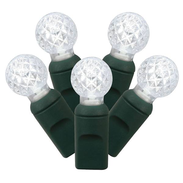 35 Light 12' Green Wire Pure White G12 Berry LED String with 4" Spacing
