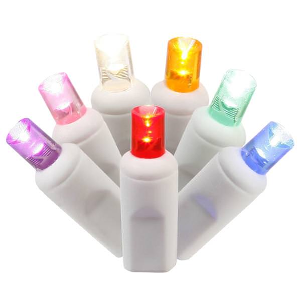 100 Light 50' White Wire Multi-Color Wide Angle LED Lights with 6" Spacing