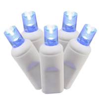 View 100 Light 50' White Wire Blue Wide Angle LED Lights with 6" Spacing