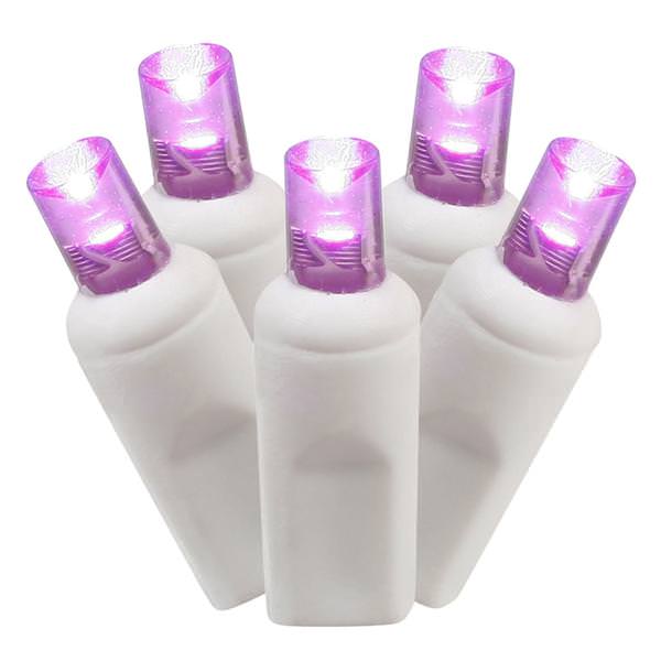 100 Light 50' White Wire Purple Wide Angle LED Lights with 6" Spacing