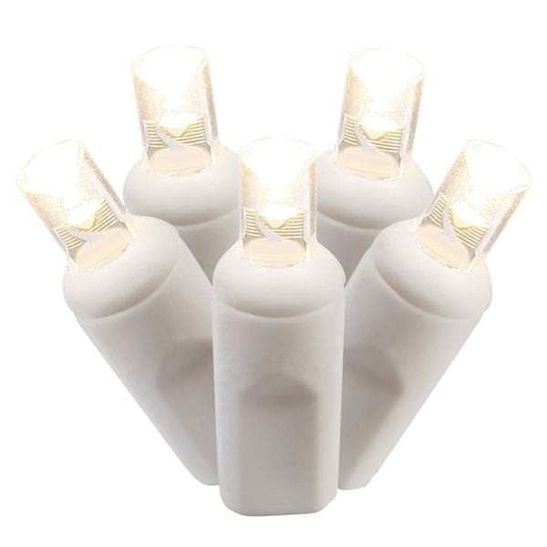 50 Light 25' White Wire Warm White Wide Angle LED Lights with 6" Spacing