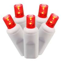 View 50 Light 25' White Wire Red Wide Angle LED Lights with 6" Spacing