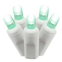 View 50 Light 25' White Wire Green Wide Angle LED Lights with 6" Spacing