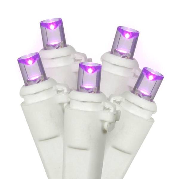 50 Light 25' White Wire Purple 6" Spacing Wide Angle LED String Set